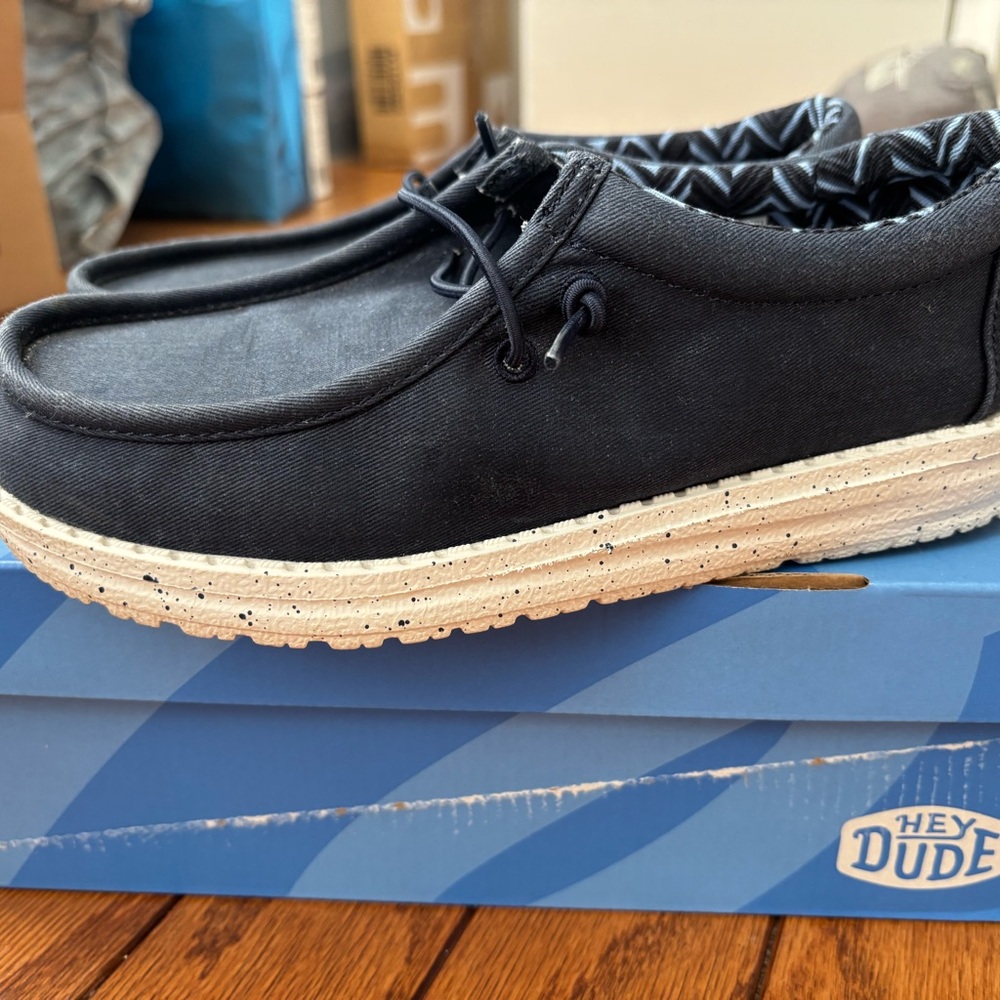 Hey Dude kids Navy and Tan Loafers